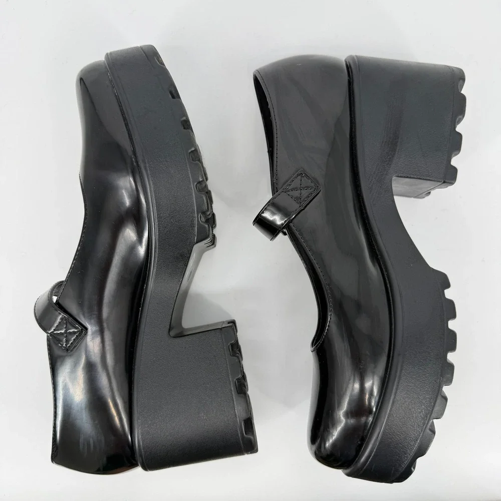 Seychelles Mary Platform Pump Womens 9 Black Excellent Patent Lug Sole VN5019A-1